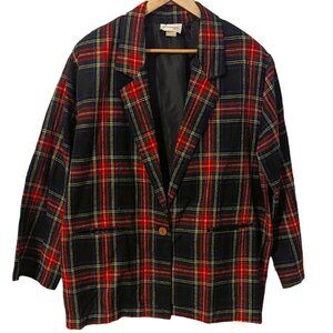 Cabincore‎ Blazer Plaid Vintage Wool Jacket Preppy Heritagecore Academia Tartan